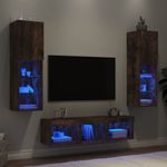 Casa si Gradina - Mobilier - Comode si corpuri - Comode - Unitati de perete TV cu LED-uri, 5 piese, stejar fumuriu, lemn - Infinity.ro