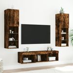 Casa si Gradina - Mobilier - Comode si corpuri - Comode - Unitati de perete TV cu LED-uri, 5 piese, stejar fumuriu, lemn - Infinity.ro