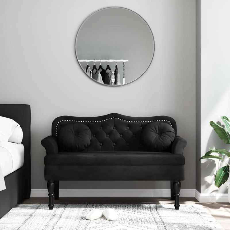 Casa si Gradina - Mobilier - Canapele si coltare - Banchete - Bancheta cu perne, negru, 120,5x65x75 cm, catifea - Infinity.ro