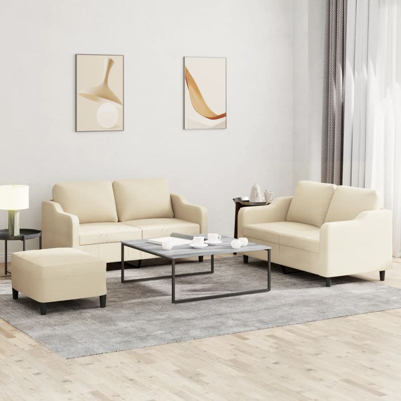 Casa si Gradina - Mobilier - Seturi de mobilier - Seturi living - Set de canapele cu perne, 3 piese, crem, textil - Infinity.ro