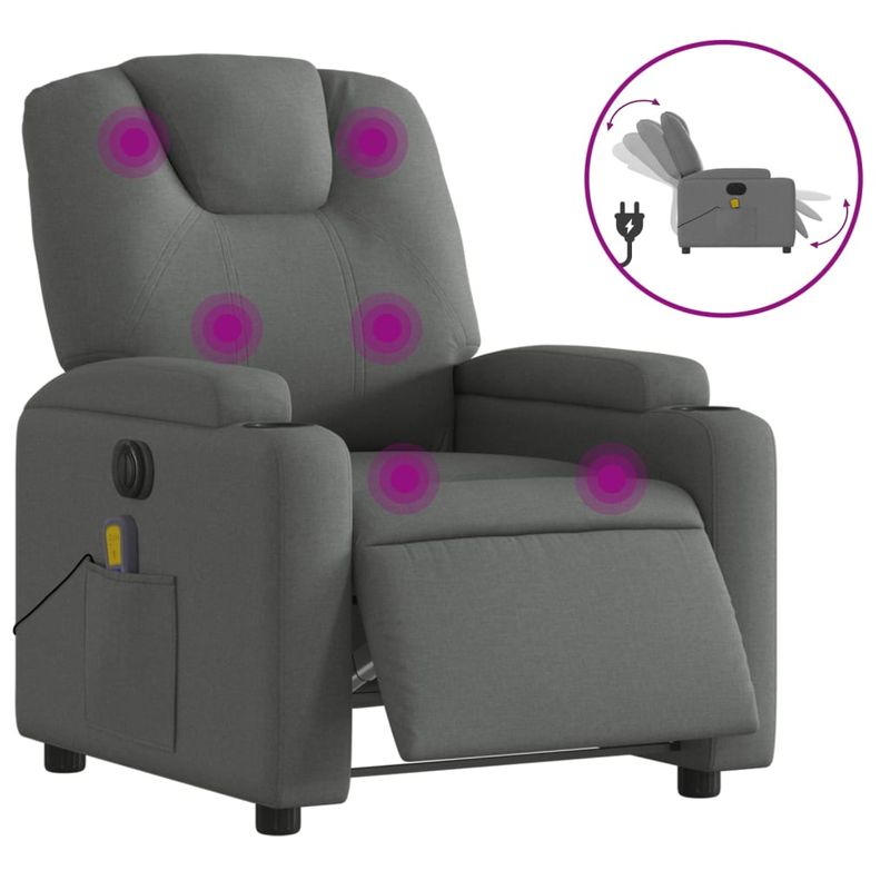 Ingrijire personala si Cosmetice - Sanatate si wellness - Articole wellness - Fotolii de masaj - Fotoliu electric de masaj rabatabil, gri inchis, textil - Infinity.ro