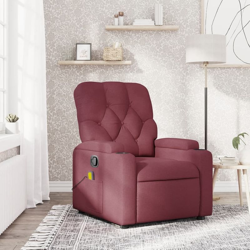 Ingrijire personala si Cosmetice - Sanatate si wellness - Articole wellness - Fotolii de masaj - Fotoliu de masaj rabatabil, rosu vin, material textil - Infinity.ro