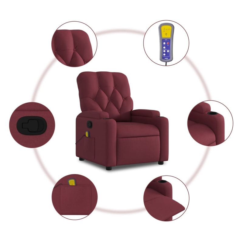 Ingrijire personala si Cosmetice - Sanatate si wellness - Articole wellness - Fotolii de masaj - Fotoliu de masaj rabatabil, rosu vin, material textil - Infinity.ro