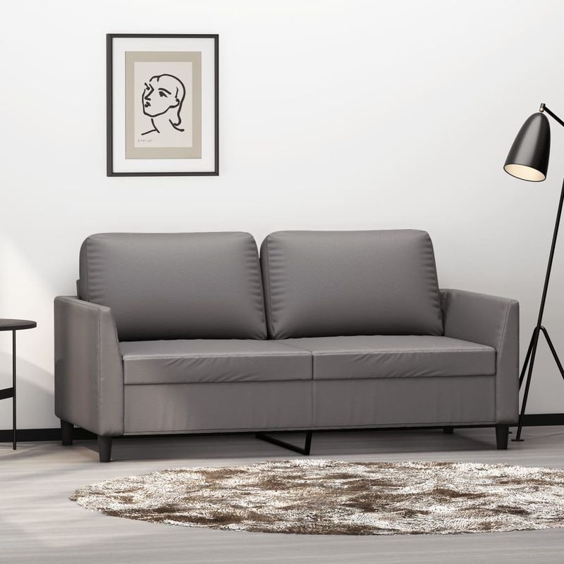 Casa si Gradina - Mobilier - Canapele si coltare - Canapele - Canapea cu 2 locuri, gri, 140 cm, piele ecologica - Infinity.ro