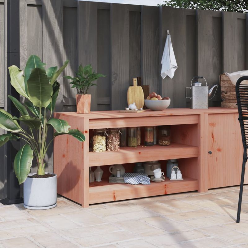 Casa si Gradina - Mobilier - Comode si corpuri - Corpuri bucatarie - Dulap bucatarie de exterior, 106x55x64 cm, lemn masiv douglas, model 2 rafturi - Infinity.ro