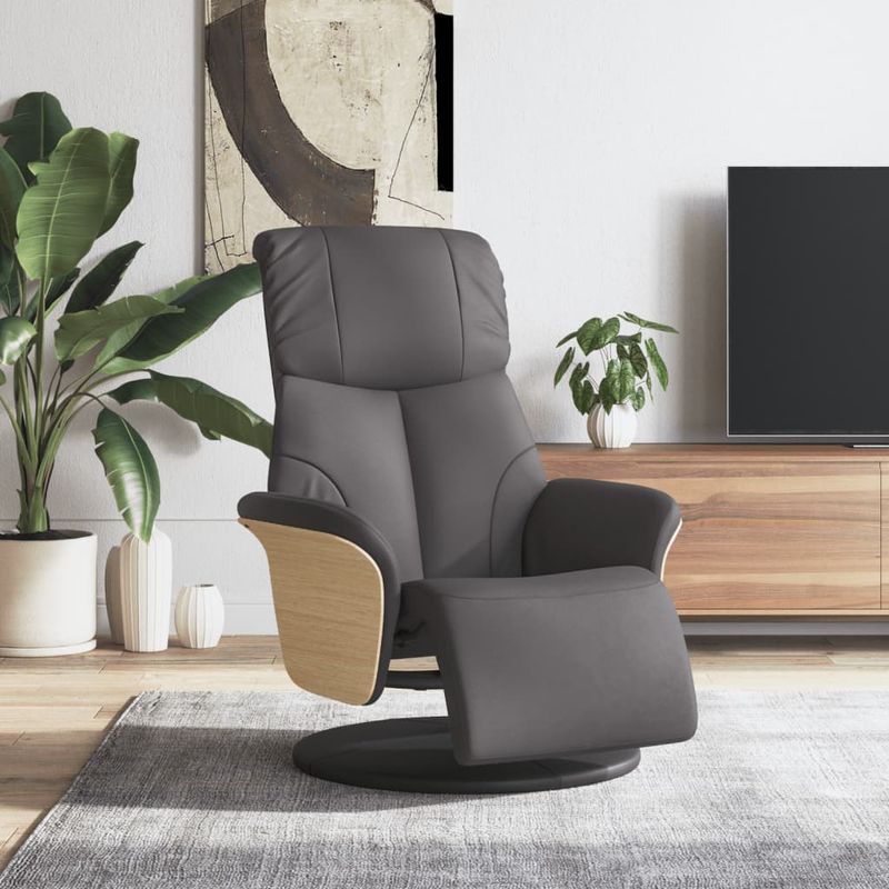 Casa si Gradina - Mobilier - Scaune si fotolii - Fotolii - Fotoliu rabatabil cu suport de picioare, gri, piele ecologica - Infinity.ro