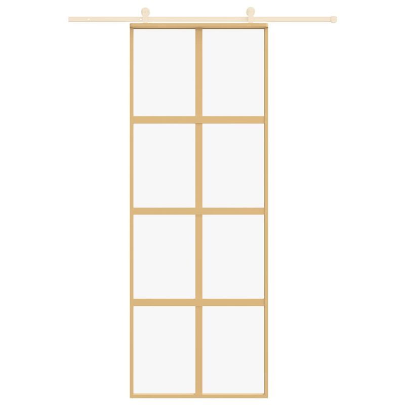 Casa si Gradina - Constructii - Usi interior, exterior si garaj - Usi garaj - Usa glisanta auriu 76x205 cm sticla ESG transparenta/aluminiu - Infinity.ro