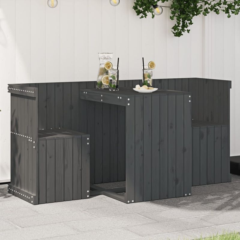 Casa si Gradina - Gradina si terasa - Mobilier exterior - Seturi mobila gradina - Set de balcon cu 2 locuri, gri, lemn masiv de pin - Infinity.ro