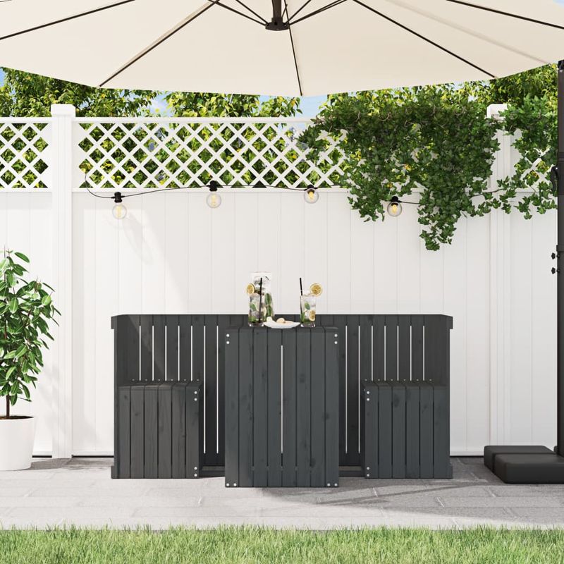 Casa si Gradina - Gradina si terasa - Mobilier exterior - Seturi mobila gradina - Set de balcon cu 2 locuri, gri, lemn masiv de pin - Infinity.ro