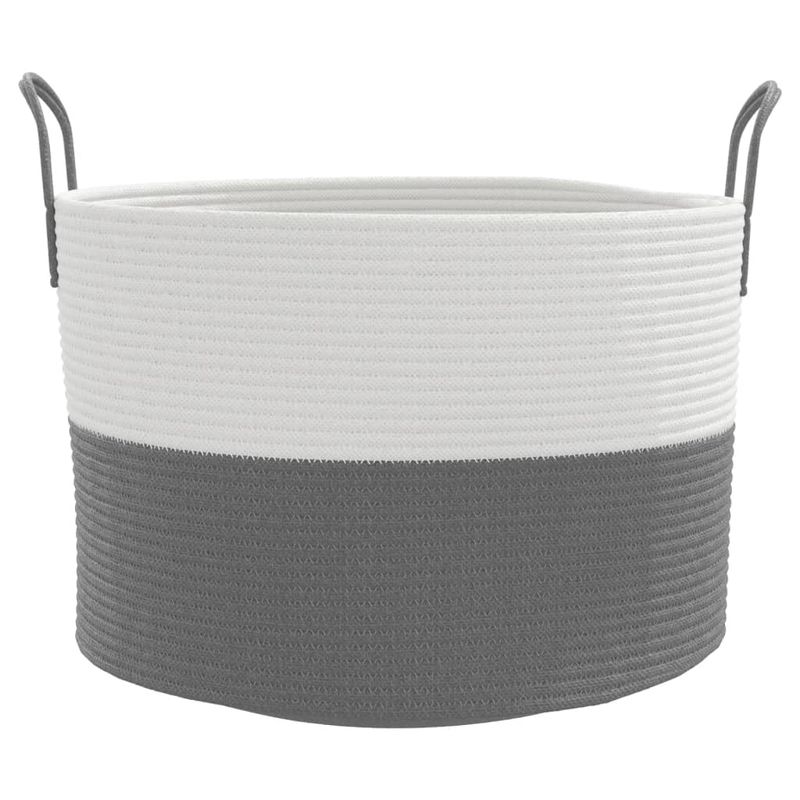 Casa si Gradina - Mobilier - Organizare si depozitare - Cutii depozitare - Cos de depozitare, gri și alb, diametru 51x33 cm, bumbac - Infinity.ro