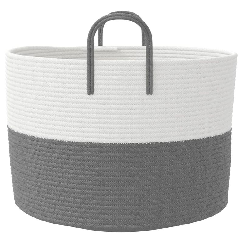 Casa si Gradina - Mobilier - Organizare si depozitare - Cutii depozitare - Cos de depozitare, gri și alb, diametru 51x33 cm, bumbac - Infinity.ro