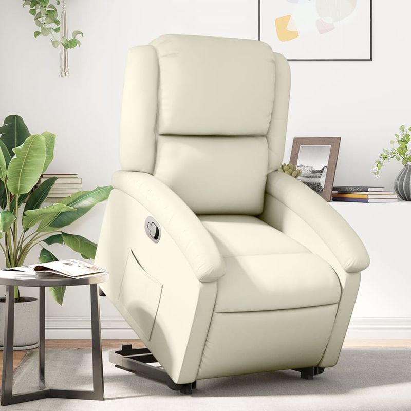 Casa si Gradina - Mobilier - Scaune si fotolii - Fotolii - Fotoliu rabatabil cu ridicare, crem, piele ecologica - Infinity.ro