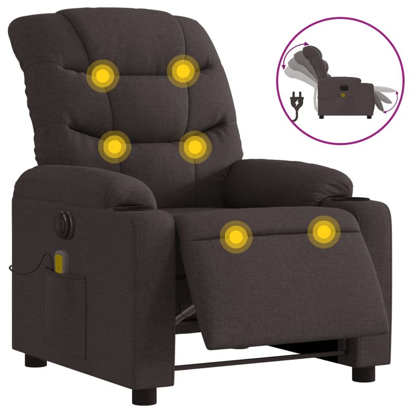 Ingrijire personala si Cosmetice - Sanatate si wellness - Articole wellness - Fotolii de masaj - Fotoliu electric de masaj rabatabil, maro inchis, textil - Infinity.ro