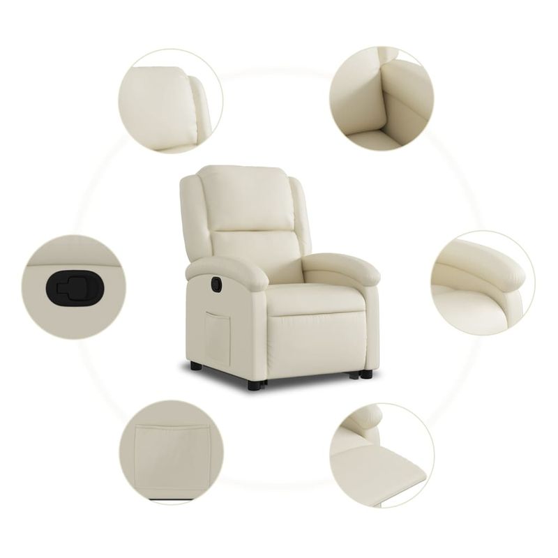 Casa si Gradina - Mobilier - Scaune si fotolii - Fotolii - Fotoliu rabatabil cu ridicare, crem, piele ecologica - Infinity.ro