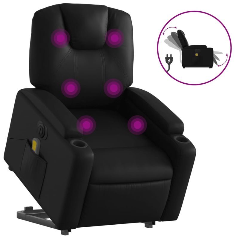 Ingrijire personala si Cosmetice - Sanatate si wellness - Articole wellness - Fotolii de masaj - Fotoliu electric masaj rabatabil cu ridicare, negru - Infinity.ro