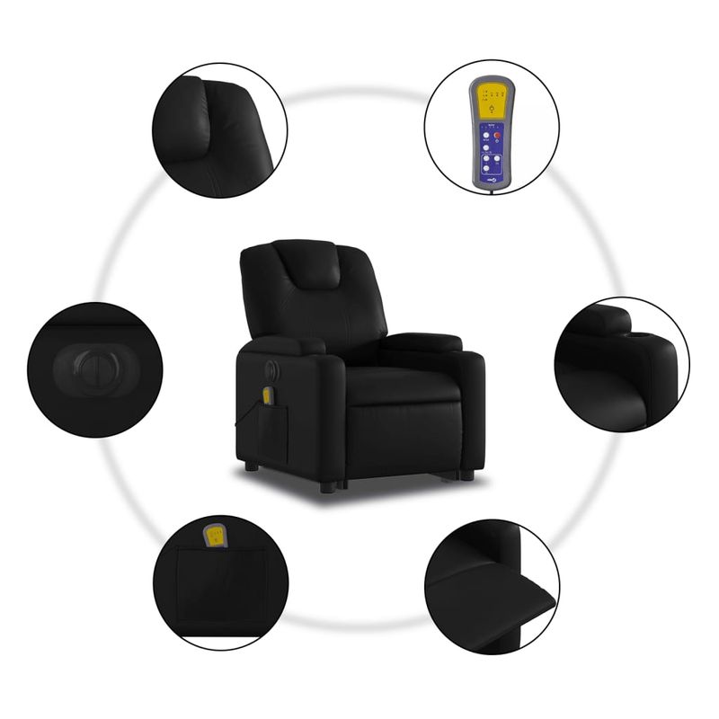 Ingrijire personala si Cosmetice - Sanatate si wellness - Articole wellness - Fotolii de masaj - Fotoliu electric masaj rabatabil cu ridicare, negru - Infinity.ro