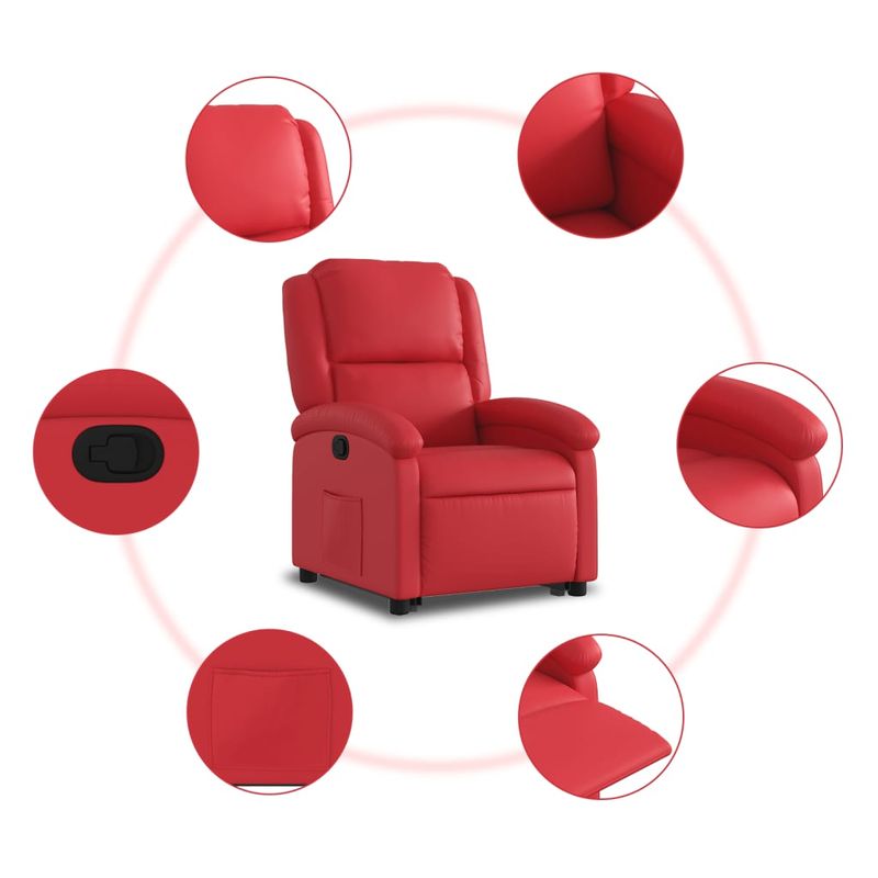 Casa si Gradina - Mobilier - Scaune si fotolii - Fotolii - Fotoliu rabatabil cu ridicare, rosu, piele ecologica - Infinity.ro
