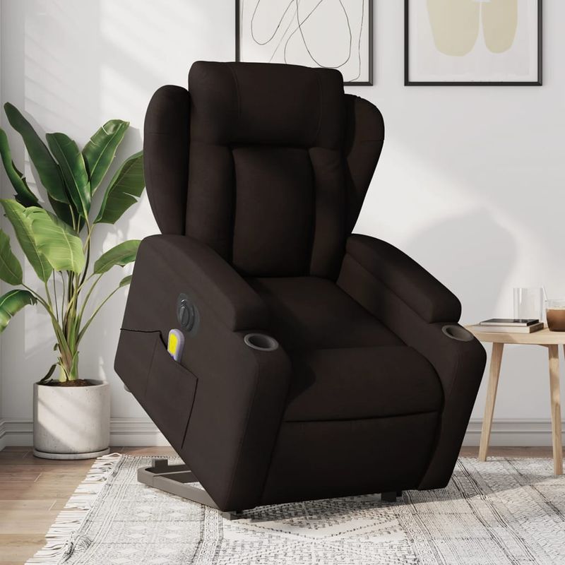 Ingrijire personala si Cosmetice - Sanatate si wellness - Articole wellness - Fotolii de masaj - Fotoliu electric masaj rabatabil cu ridicare maro inchis textil - Infinity.ro