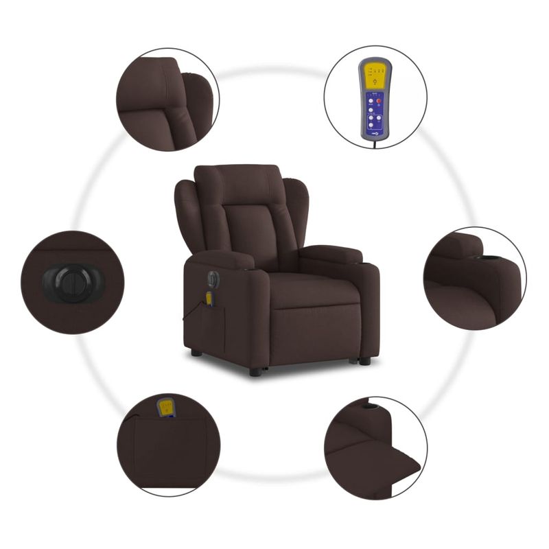 Ingrijire personala si Cosmetice - Sanatate si wellness - Articole wellness - Fotolii de masaj - Fotoliu electric masaj rabatabil cu ridicare maro inchis textil - Infinity.ro
