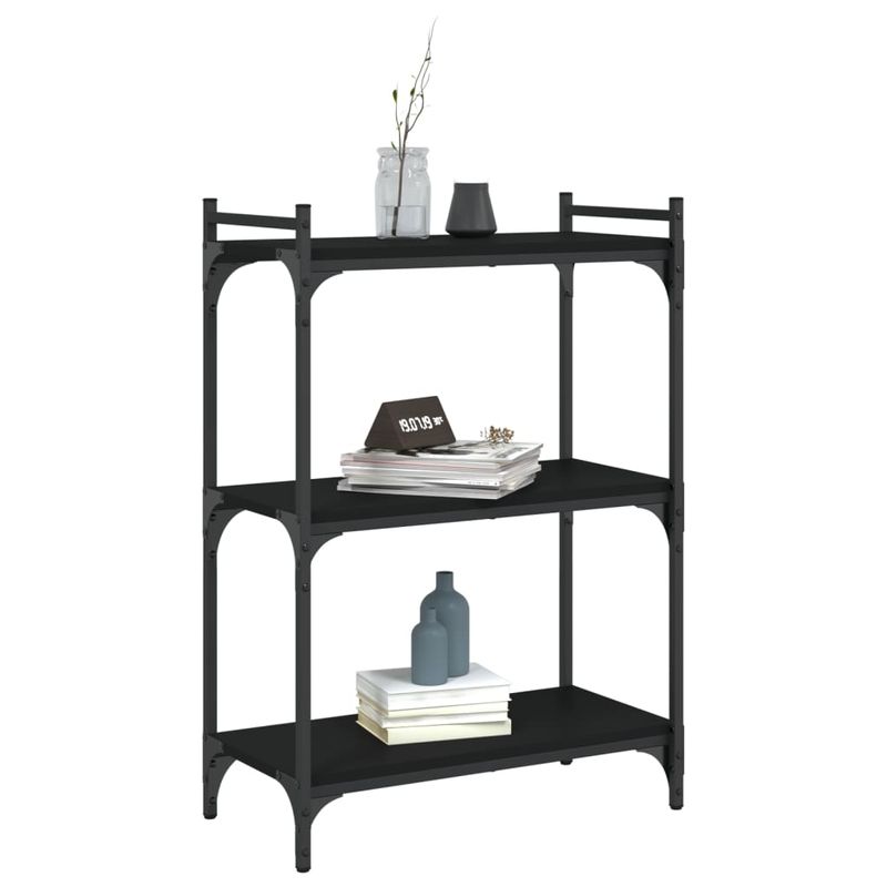 Casa si Gradina - Mobilier - Biblioteci si rafturi - Biblioteci - Biblioteca cu 3 niveluri, negru, 60x30x86 cm, lemn prelucrat - Infinity.ro