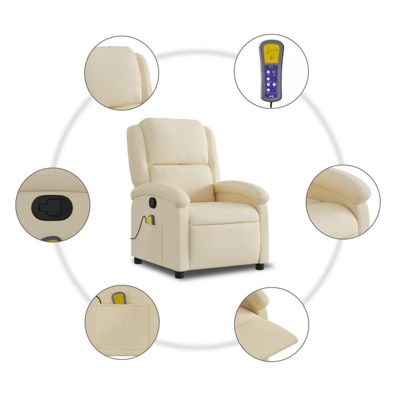 Ingrijire personala si Cosmetice - Sanatate si wellness - Articole wellness - Fotolii de masaj - Fotoliu rabatabil de masaj, crem, material textil - Infinity.ro