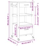 Casa si Gradina - Bucatarie si vesela - Ustensile bucatarie - Cosuri servire - Carucior de bucatarie „MONZA”, 48x40x90 cm, lemn masiv de pin - Infinity.ro