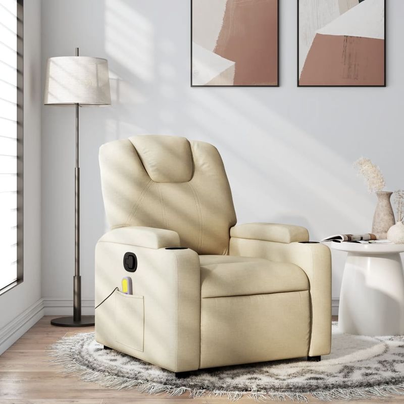 Ingrijire personala si Cosmetice - Sanatate si wellness - Articole wellness - Fotolii de masaj - Fotoliu rabatabil de masaj, crem, material textil - Infinity.ro
