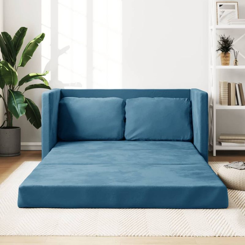 Casa si Gradina - Mobilier - Canapele si coltare - Canapele - Canapea extensibila de podea 2 in 1, albastru, 122x204x55 cm - Infinity.ro