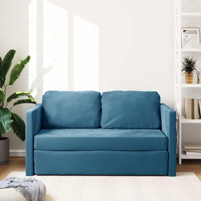 Casa si Gradina - Mobilier - Canapele si coltare - Canapele - Canapea extensibila de podea 2 in 1, albastru, 122x204x55 cm - Infinity.ro