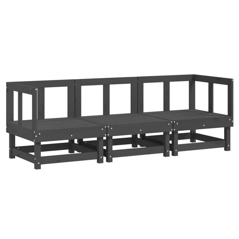 Casa si Gradina - Gradina si terasa - Mobilier exterior - Canapele si fotolii gradina - Set mobilier de gradina, 3 piese, gri, lemn masiv de pin - Infinity.ro
