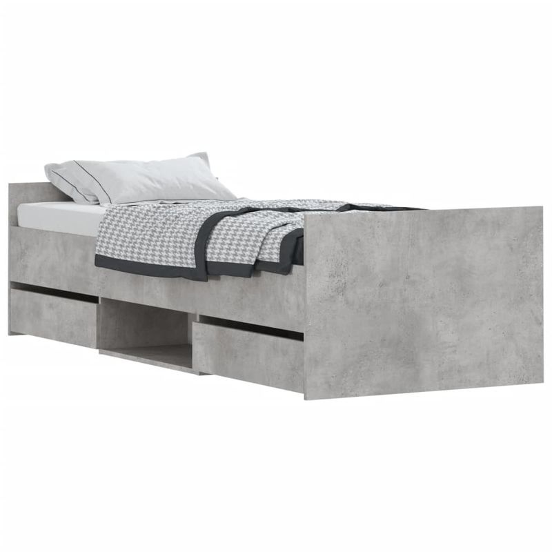 Casa si Gradina - Mobilier - Paturi si accesorii - Paturi - Cadru de pat cu tablie la cap/picioare, gri beton, 75x190 cm - Infinity.ro