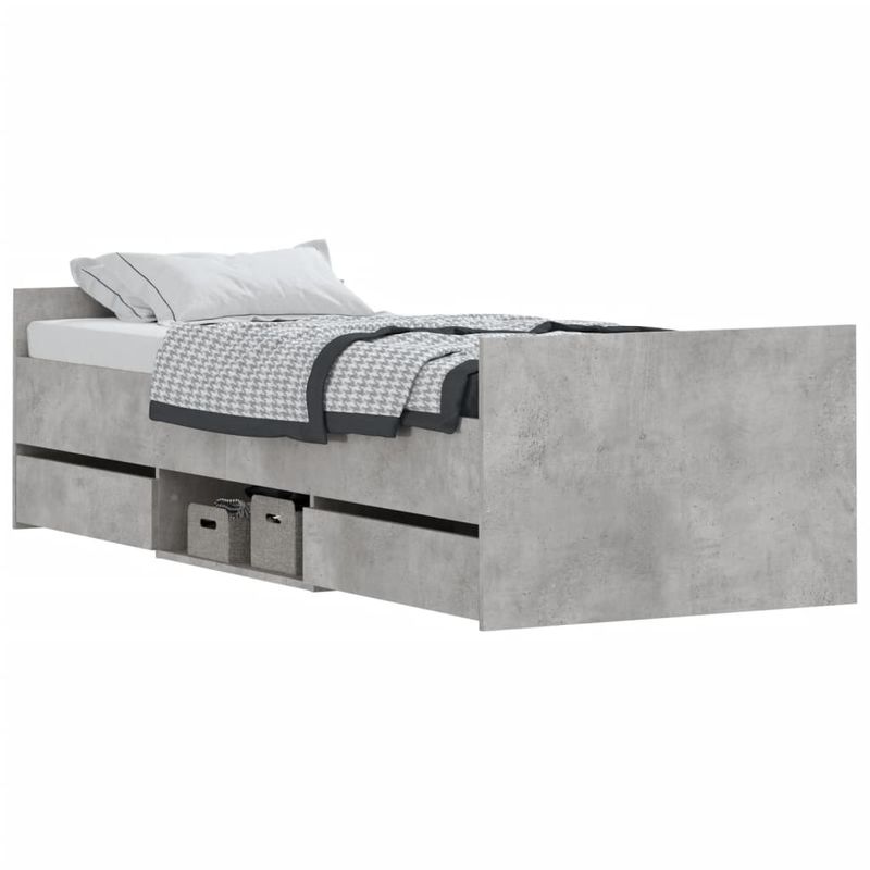 Casa si Gradina - Mobilier - Paturi si accesorii - Paturi - Cadru de pat cu tablie la cap/picioare, gri beton, 75x190 cm - Infinity.ro