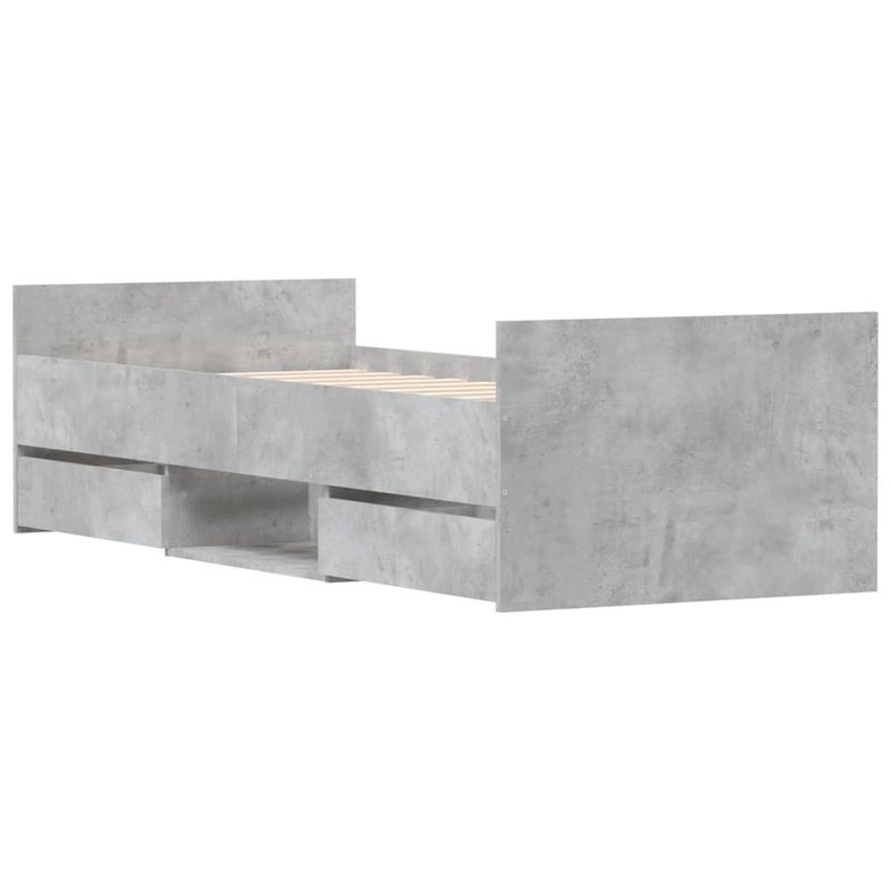 Casa si Gradina - Mobilier - Paturi si accesorii - Paturi - Cadru de pat cu tablie la cap/picioare, gri beton, 75x190 cm - Infinity.ro
