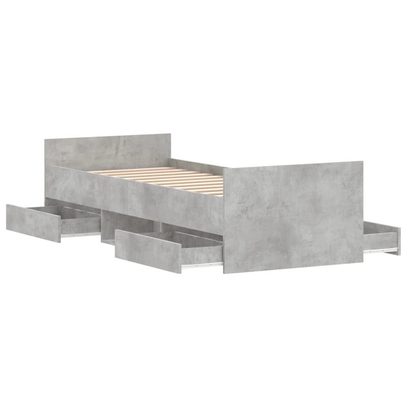 Casa si Gradina - Mobilier - Paturi si accesorii - Paturi - Cadru de pat cu tablie la cap/picioare, gri beton, 75x190 cm - Infinity.ro