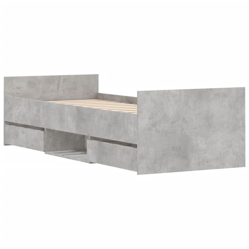 Casa si Gradina - Mobilier - Paturi si accesorii - Paturi - Cadru de pat cu tablie la cap/picioare, gri beton, 75x190 cm - Infinity.ro