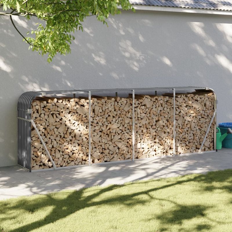 Casa si Gradina - Termice - Sobe, Seminee si accesorii - Accesorii seminee si sobe - Suport de busteni, antracit, 300x45x100 cm, otel galvanizat - Infinity.ro
