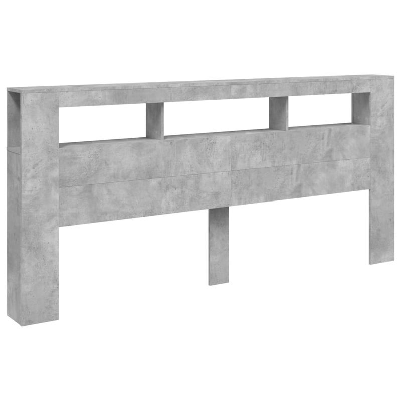 Casa si Gradina - Mobilier - Paturi si accesorii - Accesorii paturi - Tablie de pat cu LED, gri beton, 220x18,5x103,5 cm, lemn - Infinity.ro