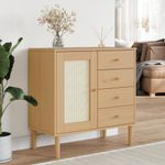 Casa si Gradina - Mobilier - Comode si corpuri - Comode - Servanta SENJA, aspect ratan maro, 80x40x80 cm, lemn masiv pin - Infinity.ro
