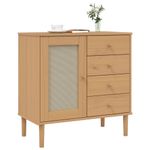 Casa si Gradina - Mobilier - Comode si corpuri - Comode - Servanta SENJA, aspect ratan maro, 80x40x80 cm, lemn masiv pin - Infinity.ro