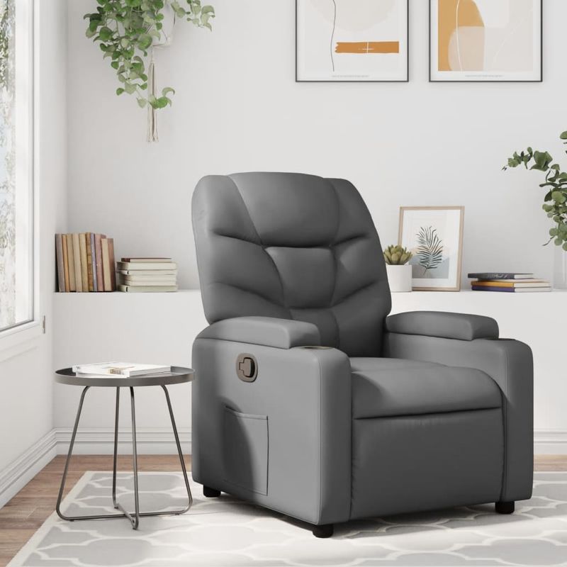 Casa si Gradina - Mobilier - Scaune si fotolii - Fotolii - Fotoliu rabatabil, gri, piele ecologica - Infinity.ro