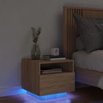 Casa si Gradina - Mobilier - Comode si corpuri - Noptiere - Noptiera cu lumini LED, stejar sonoma, 40x39x37 cm - Infinity.ro