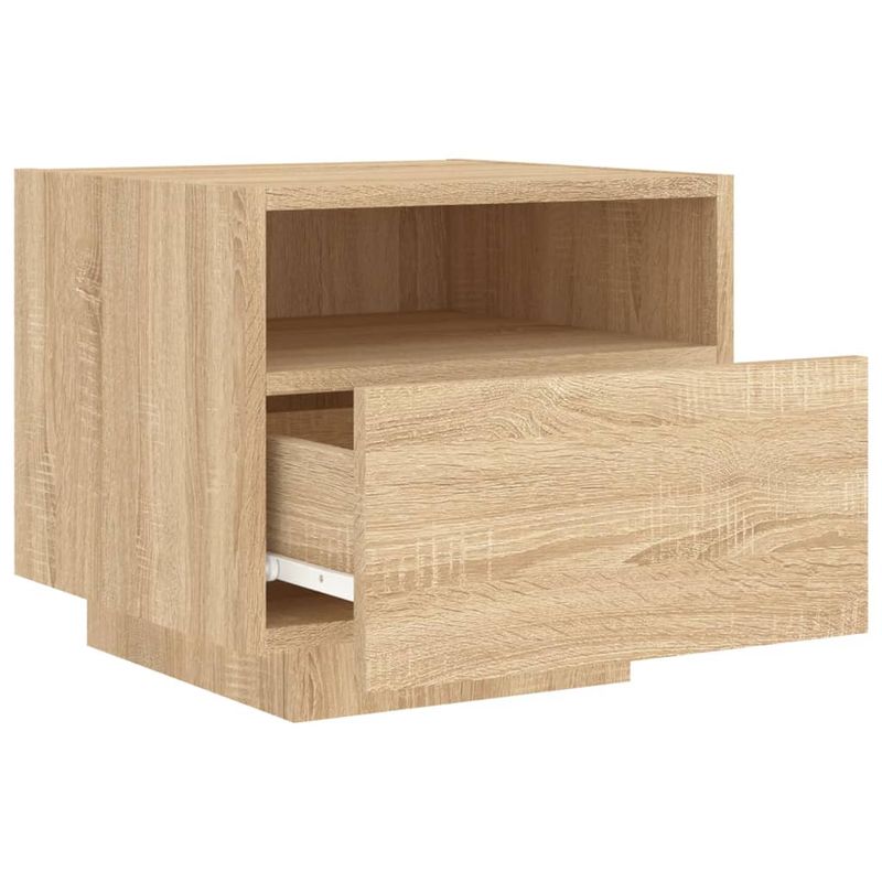 Casa si Gradina - Mobilier - Comode si corpuri - Noptiere - Noptiera cu lumini LED, stejar sonoma, 40x39x37 cm - Infinity.ro