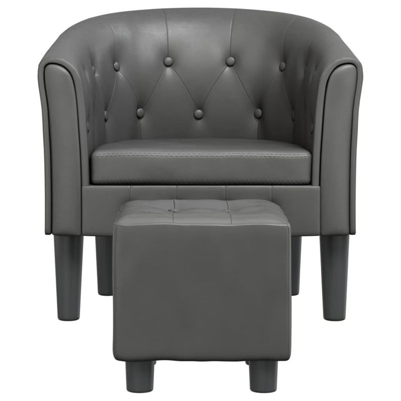 Casa si Gradina - Mobilier - Scaune si fotolii - Fotolii - Fotoliu tip cuva cu taburet, gri, piele ecologica - Infinity.ro