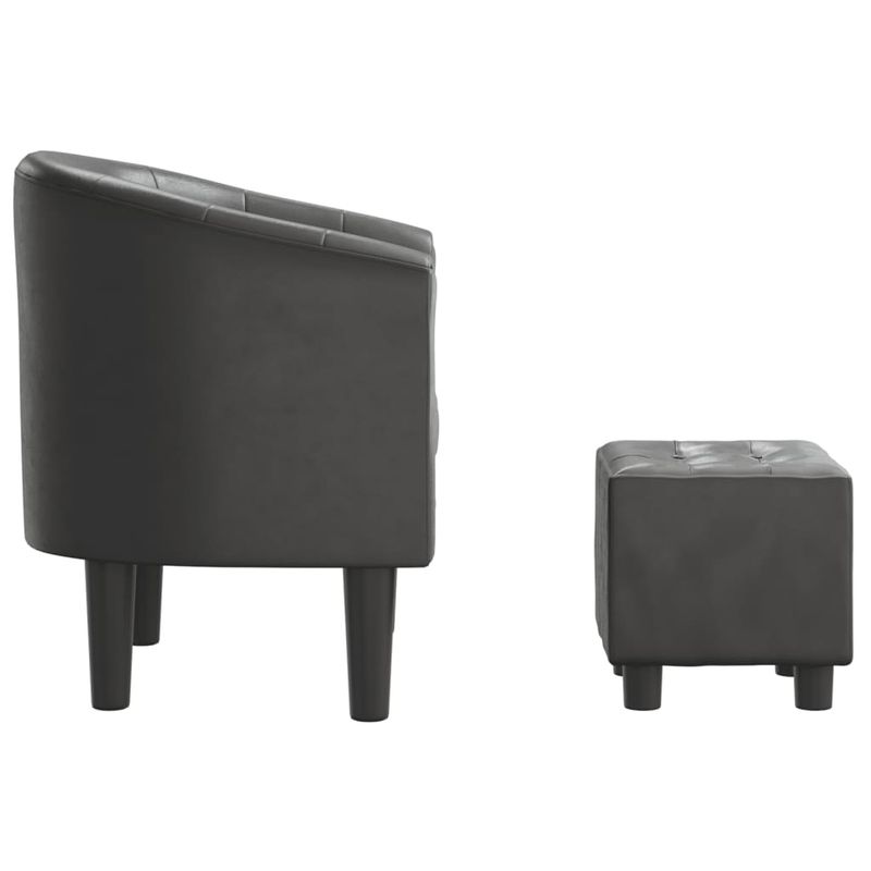 Casa si Gradina - Mobilier - Scaune si fotolii - Fotolii - Fotoliu tip cuva cu taburet, gri, piele ecologica - Infinity.ro