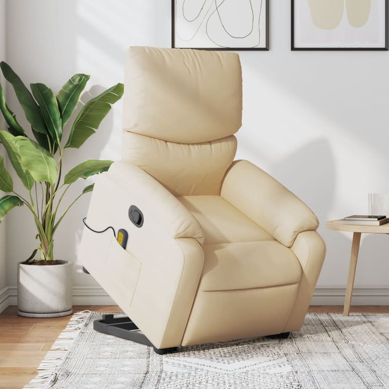 Ingrijire personala si Cosmetice - Sanatate si wellness - Articole wellness - Fotolii de masaj - Fotoliu masaj rabatabil cu ridicare, crem, material textil - Infinity.ro