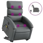 Ingrijire personala si Cosmetice - Sanatate si wellness - Articole wellness - Fotolii de masaj - Fotoliu masaj rabatabil electric cu ridicare, gri, piele eco - Infinity.ro