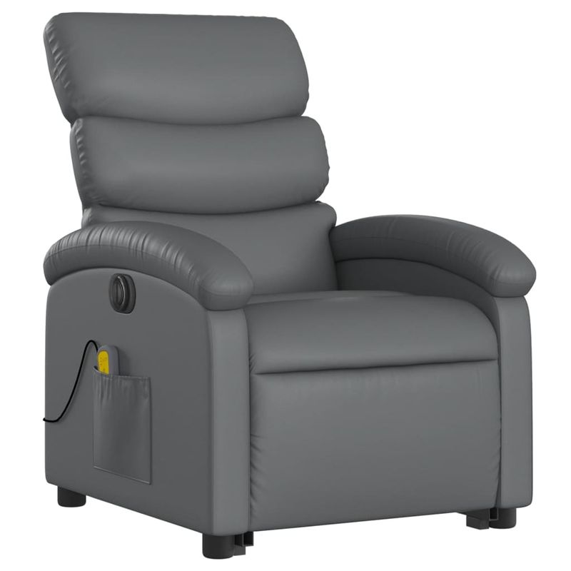 Ingrijire personala si Cosmetice - Sanatate si wellness - Articole wellness - Fotolii de masaj - Fotoliu masaj rabatabil electric cu ridicare, gri, piele eco - Infinity.ro