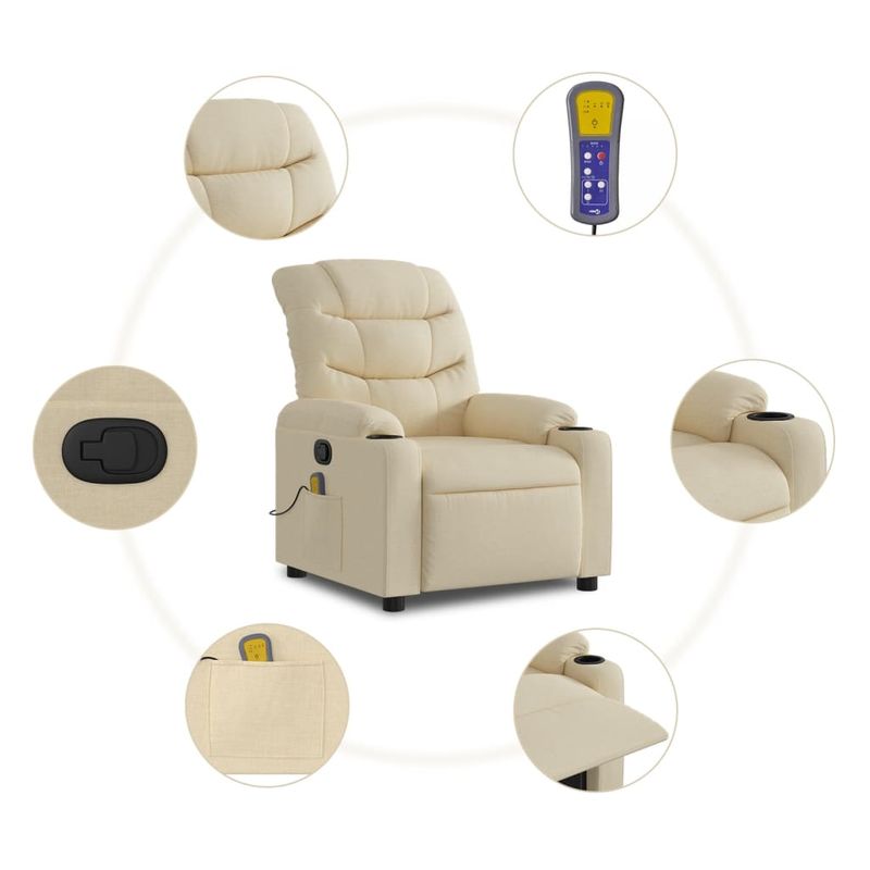 Ingrijire personala si Cosmetice - Sanatate si wellness - Articole wellness - Fotolii de masaj - Fotoliu rabatabil de masaj, crem, material textil - Infinity.ro