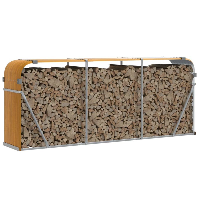 Casa si Gradina - Termice - Sobe, Seminee si accesorii - Accesorii seminee si sobe - Suport de busteni, maro deschis, 234x45x100 cm, otel galvanizat - Infinity.ro