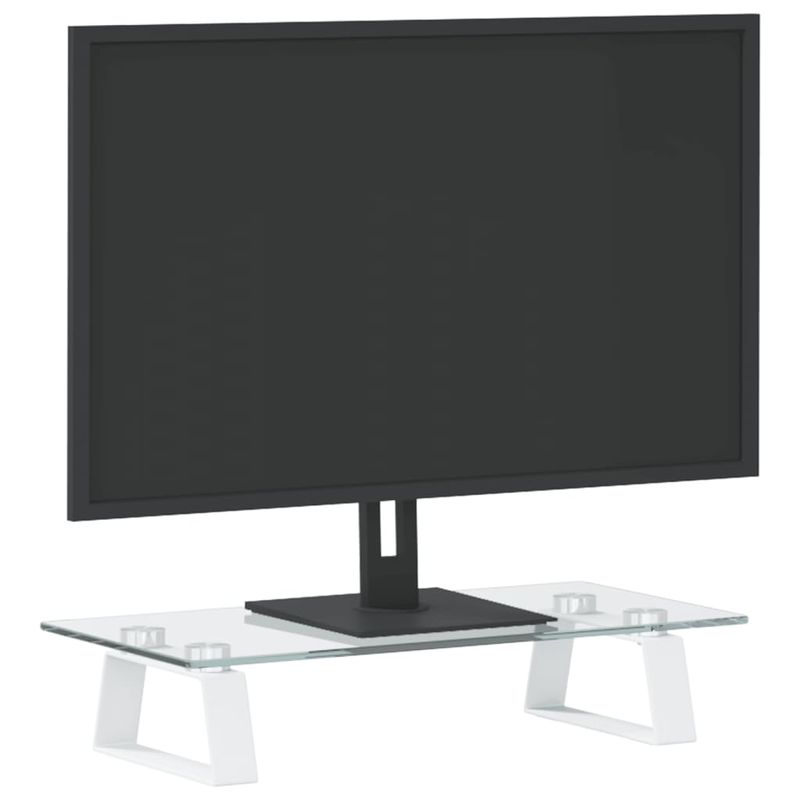 PC, gaming si accesorii - Desktop PC & monitoare - Accesorii monitoare - Suport de monitor, alb, 40x20x8 cm, sticla securizata si metal - Infinity.ro
